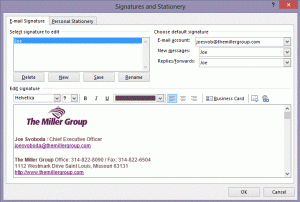 Outlook Signature Options